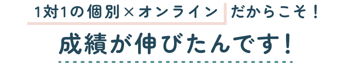 １対１の個別×オンラインだからこそ！成績が伸びたんです！